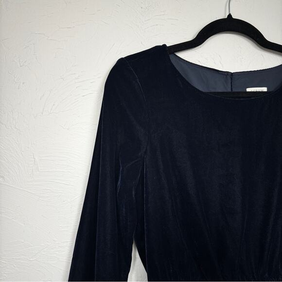 J Crew Blue Velvet Mini Dress Womens 4 Casual Fall Long Sleeve Classic Preppy - Picture 8 of 12